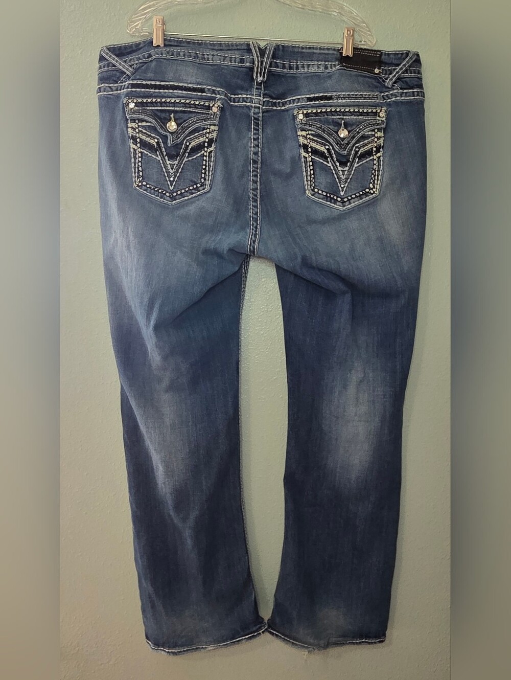 Vigoss New York Slim Boot Cut Women's Jeans in Washed Blue Denim Plus Size 24 - Picture 2 of 11